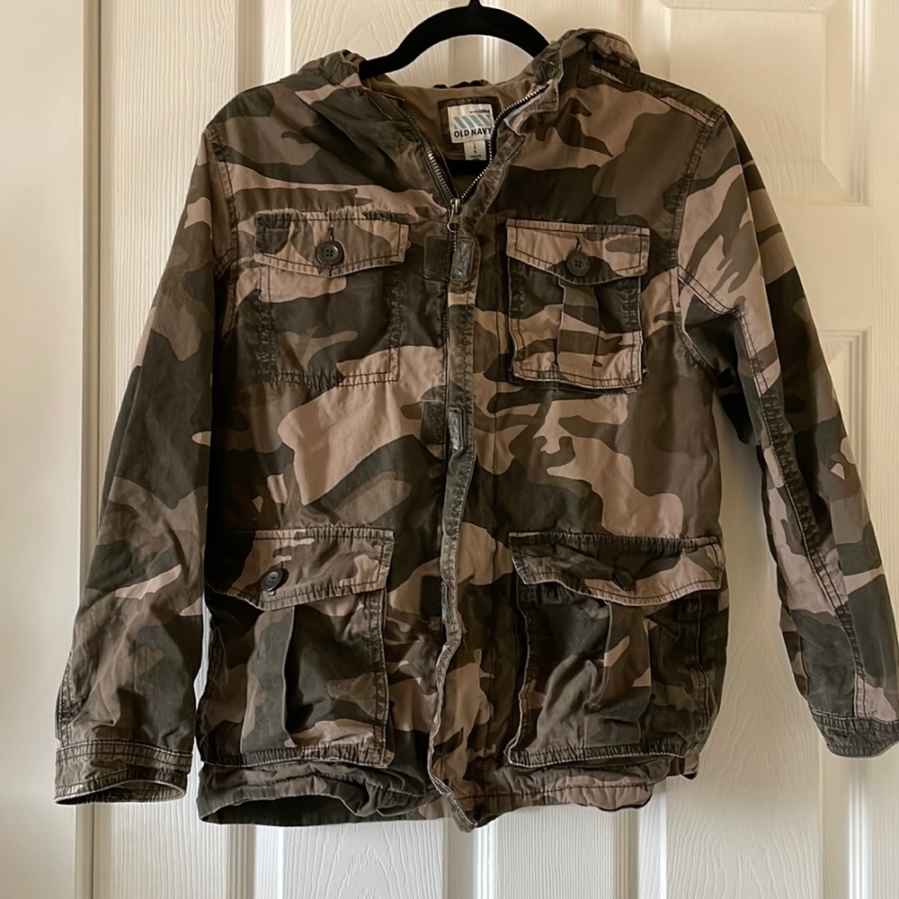Old Navy Kids camouflage spring autumn light jacket cargo pockets army